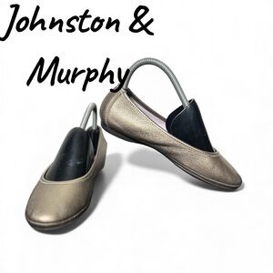 Johnston and Murphy pewter metallic colored flats size 7 1/2 M